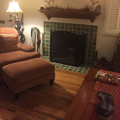 Picture of a Cozy Living Room with a Fireplace.