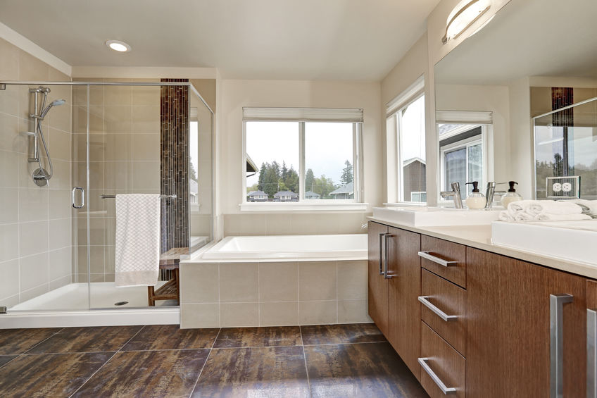 A Picture of a White Modern Bathroom Interior.