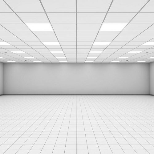 A Picture of a Wide Empty Office Room Interior with White Walls.